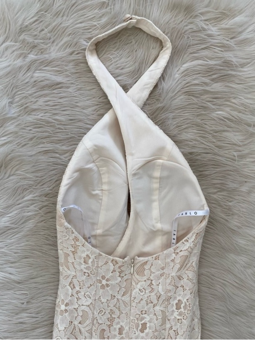 Jarlo Priscilla Maxi Dress Cream White Lace Halter Neck Sleeveless Gown 2 Petite - Picture 12 of 16